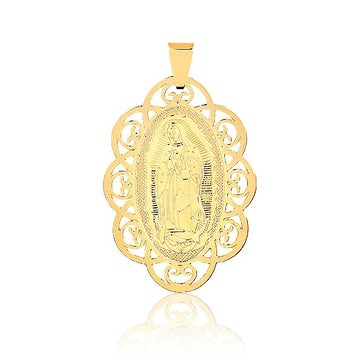 18K Gold Layered Oro Laminado Cut Out Design Our Lady of Guadalupe Medal Pendant 31.0119